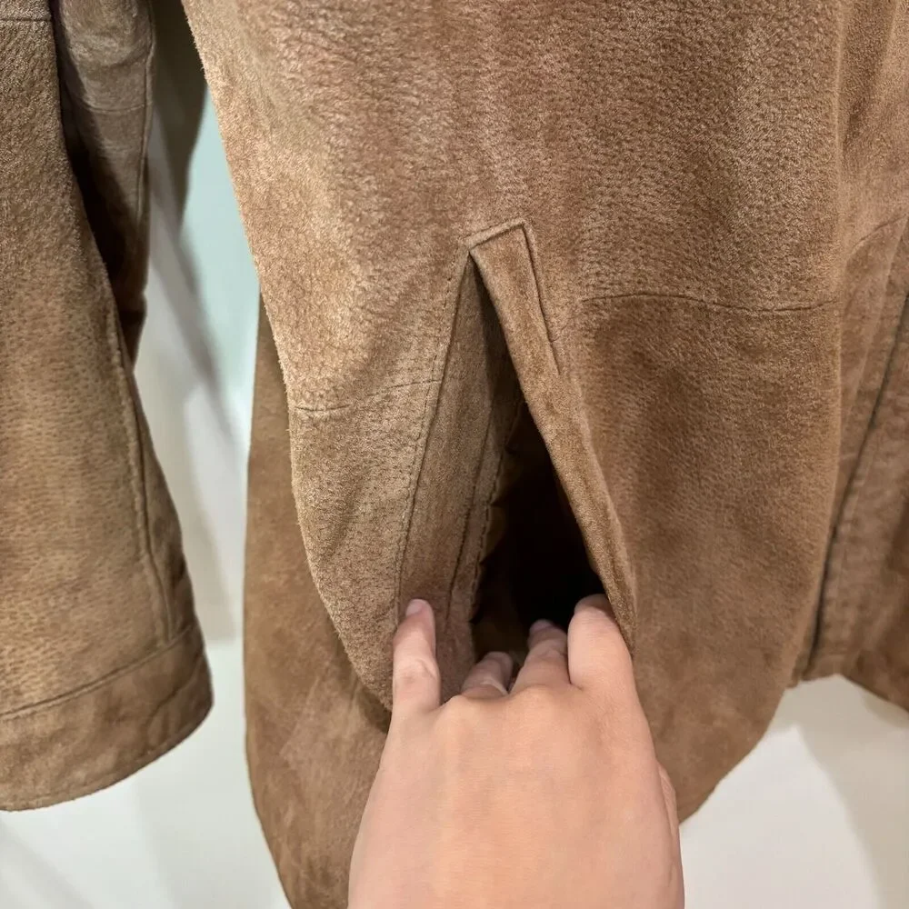 Boston Harbour Outdoor Wear Men XL Soft Brown Suede Leather Jacket Zip Workwear